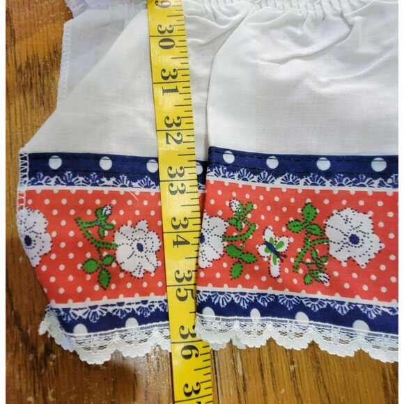 VTG Kitchen Cafe Curtain NOS 3 Pc Red & White Floral Polka Dot Panels Penneys - Picture 7 of 12